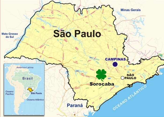 Mapa de São Paulo com Sorocaba